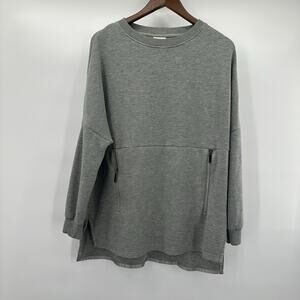 Varley Sweatshirt Womens Medium Gray Bayliss Pullover Tunic Boxy Zipper‎ Pocket